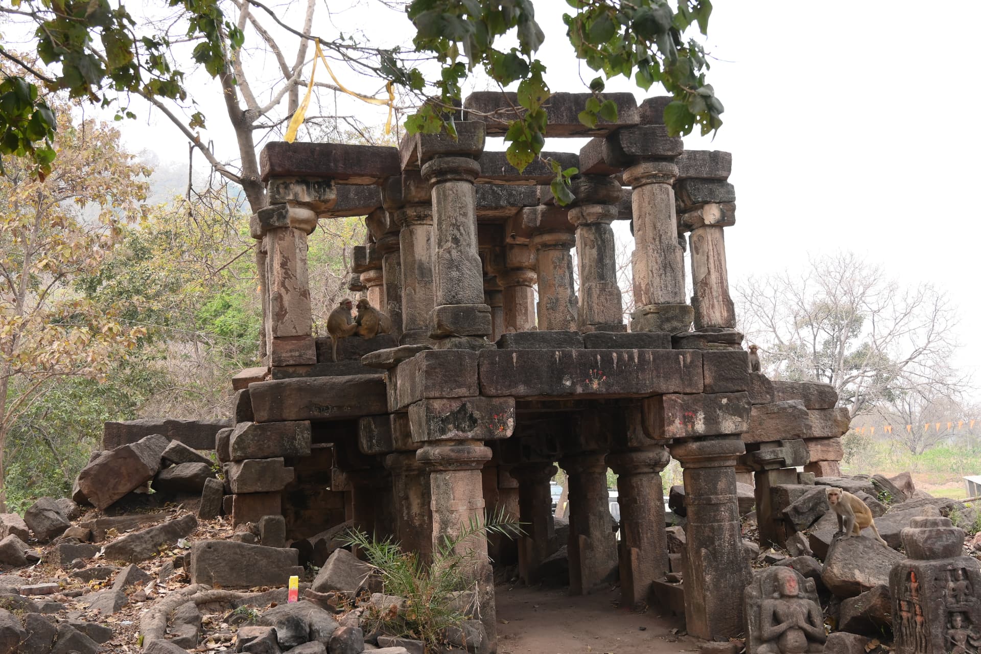 Stone pillars at the Siddheshwar temple group