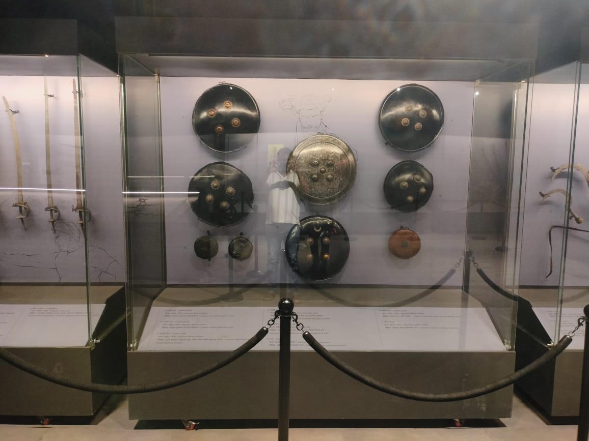 Historic shields on display at the ShivShastra Shouryagatha exhibition